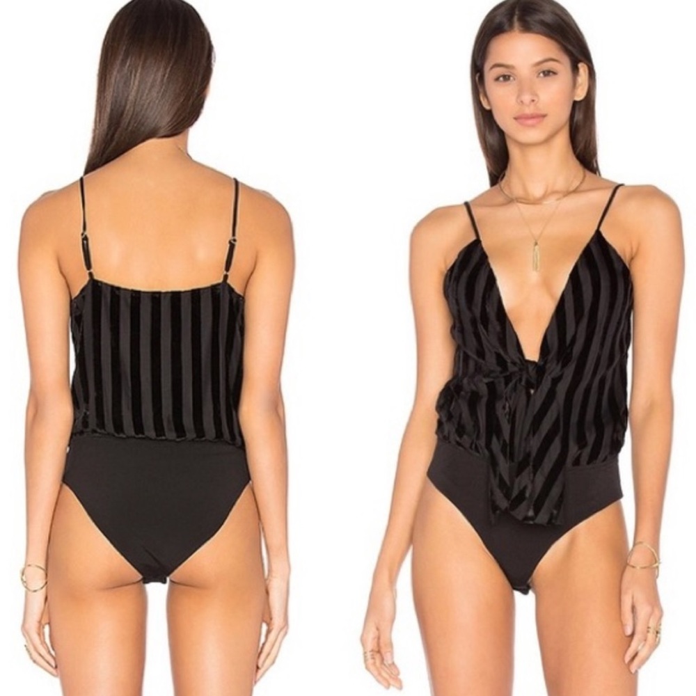 House of Harlow Lauren Black Stripe Bodysuit